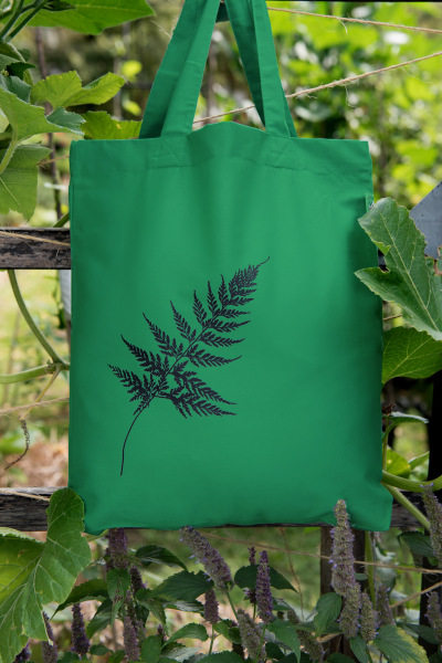 Fashion-Bag Farn kelly green schwarzer Druck