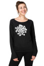 Frauen Longsleeve Wilde Möhre schwarz